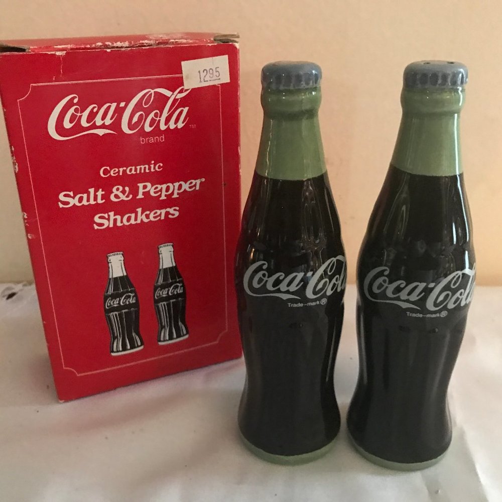Ceramic Coca Cola Salt & Pepper Shakers NOS